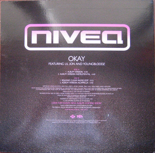 Nivea Featuring Lil' Jon And YoungBloodZ : Okay (12", Promo)