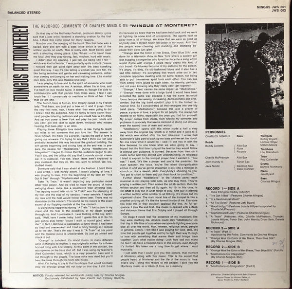 Charles Mingus : Mingus At Monterey (2xLP, Album, RP)