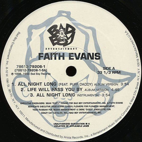 Faith Evans Feat. Puff Daddy : All Night Long (12", Single, RM)