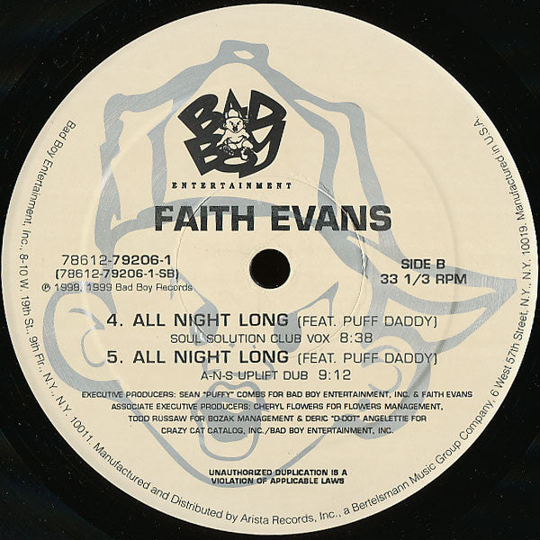 Faith Evans Feat. Puff Daddy : All Night Long (12", Single, RM)