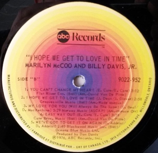 Marilyn McCoo & Billy Davis Jr. : I Hope We Get To Love In Time (LP, Album)