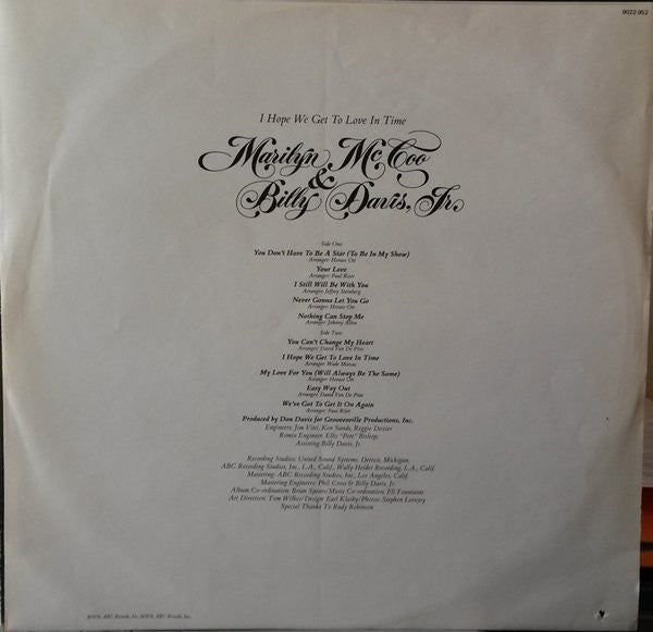 Marilyn McCoo & Billy Davis Jr. : I Hope We Get To Love In Time (LP, Album)