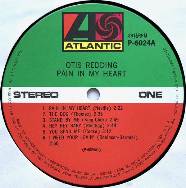 Otis Redding : Pain In My Heart (LP, Album, RE)