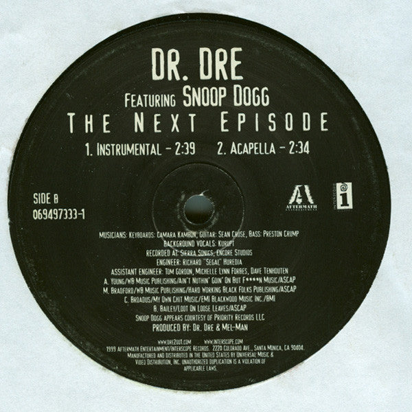 Dr. Dre Featuring Snoop Dogg : The Next Episode (12")
