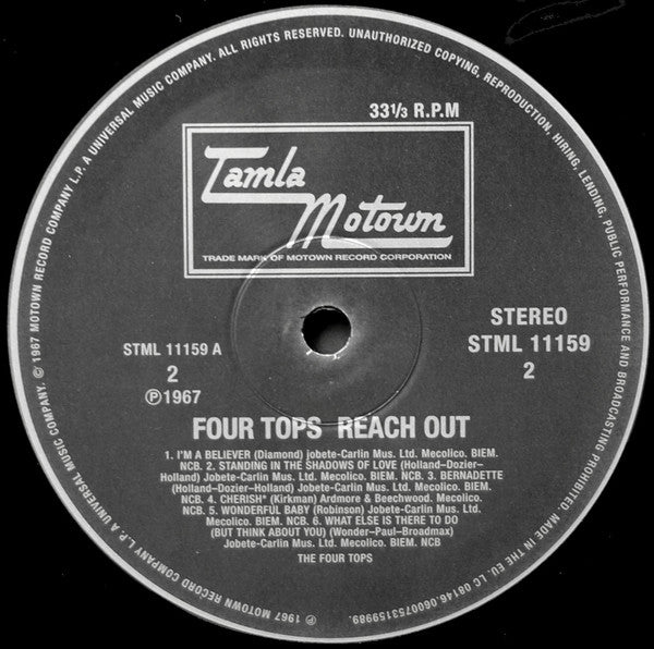 Four Tops : Four Tops Reach Out (LP, Album, RE, RM, 180)