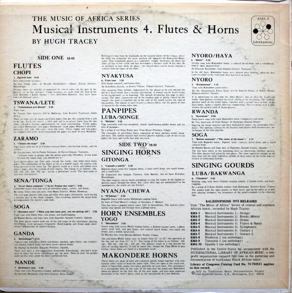 Various : The Music Of Africa Series - Musical Instruments 4. Flutes And Horns (LP, Album)