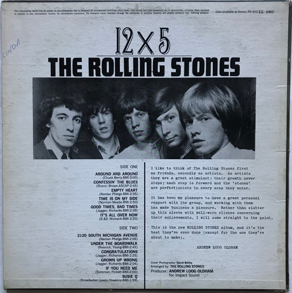 The Rolling Stones : 12 X 5 (LP, Album, Mono)