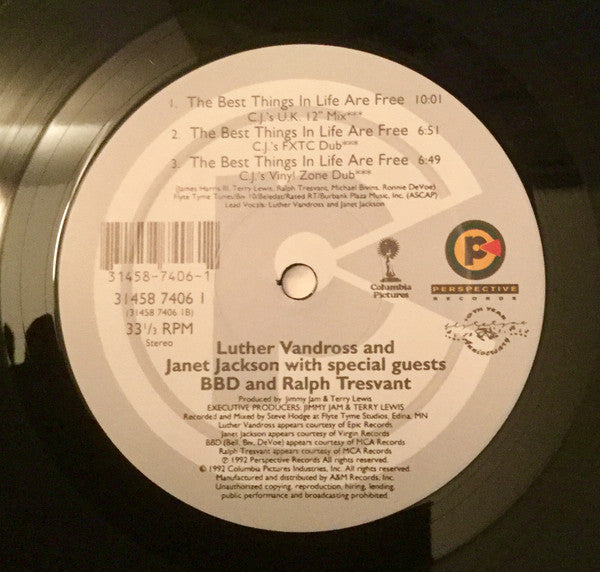 Luther Vandross & Janet Jackson : The Best Things In Life Are Free (12")