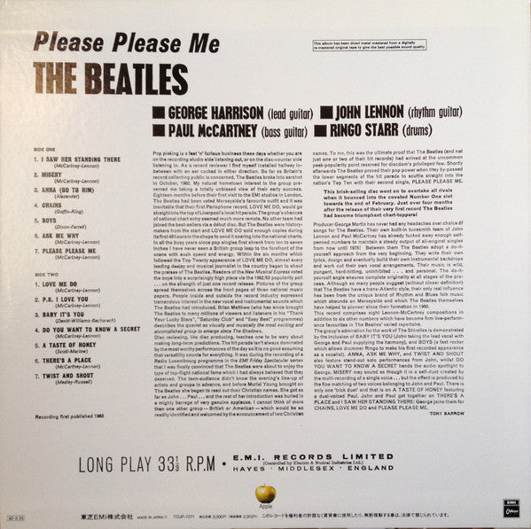 The Beatles : Please Please Me (LP, Album, Mono, RE, RM)
