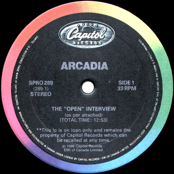 Arcadia (3) : The "Open" Interview (12", Promo)