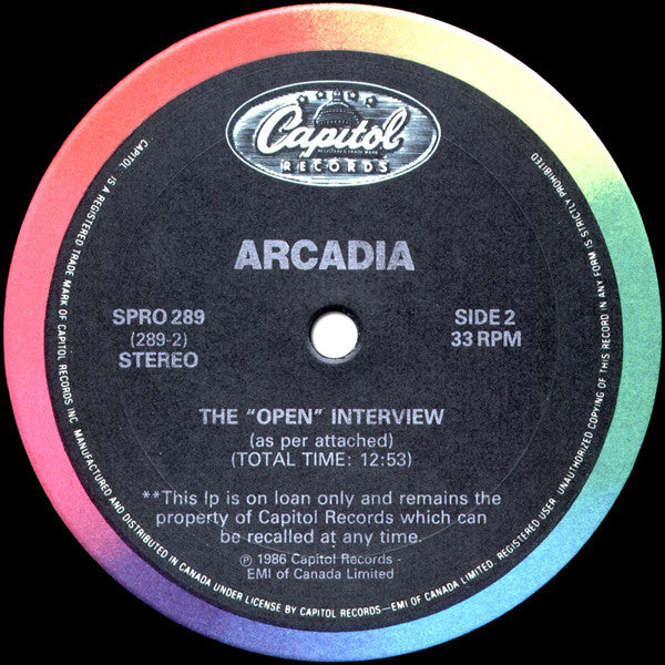 Arcadia (3) : The "Open" Interview (12", Promo)