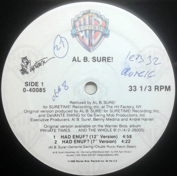 Al B. Sure! : Had Enuf? (12", Maxi)