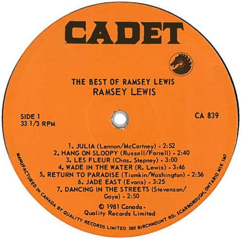 Ramsey Lewis : The Best Of Ramsey Lewis (LP, Comp, RE)