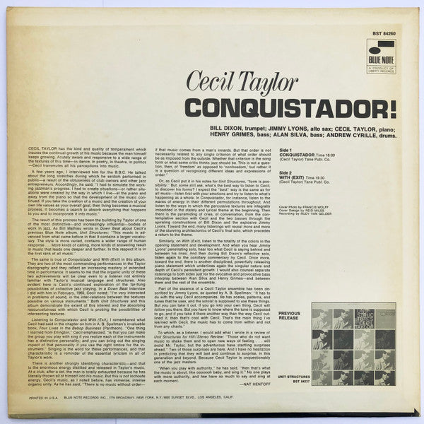 Cecil Taylor : Conquistador! (LP, Album)