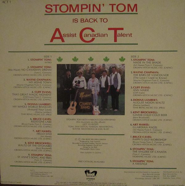 Various : Stompin' Tom Is Back To ACT (LP, Album)
