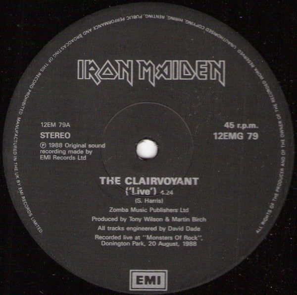 Iron Maiden : The Clairvoyant (12", Single, Gat)