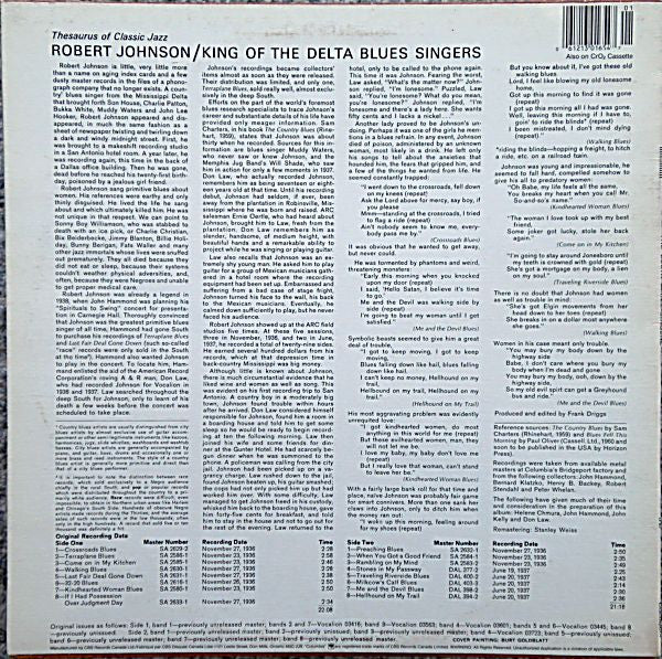 Robert Johnson : King Of The Delta Blues Singers (LP, Comp, RE)
