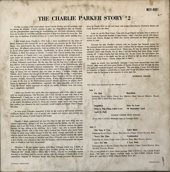Charlie Parker : The Charlie Parker Story #2 (LP, Comp, Mono)