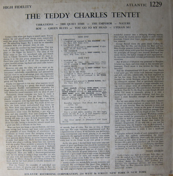 The Teddy Charles Tentet : The Teddy Charles Tentet (LP, Album, Mono)