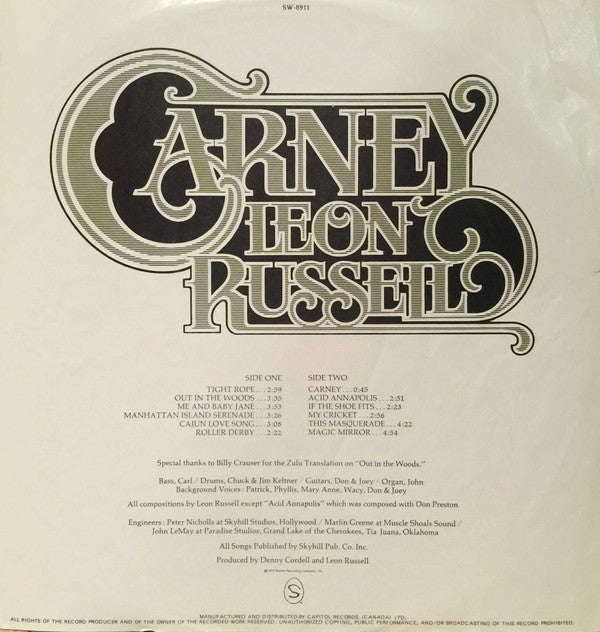 Leon Russell : Carney (LP, Album)
