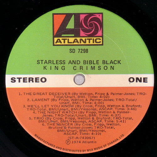 King Crimson : Starless And Bible Black (LP, Album, Gat)