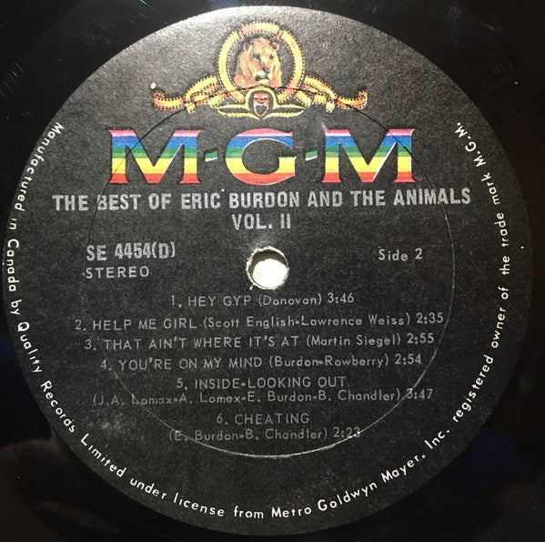 Eric Burdon & The Animals : The Best Of Eric Burdon And The Animals Vol. II (LP, Comp)