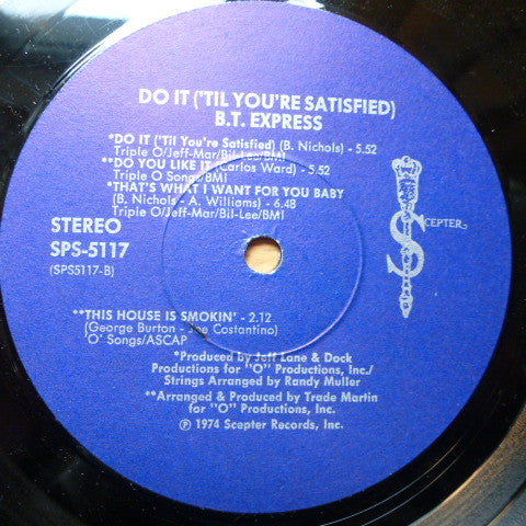 B.T. Express : Do It ('Til You're Satisfied) (LP, Album, RE)