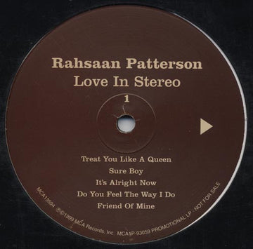 Rahsaan Patterson : Love In Stereo (LP, Album, Promo)