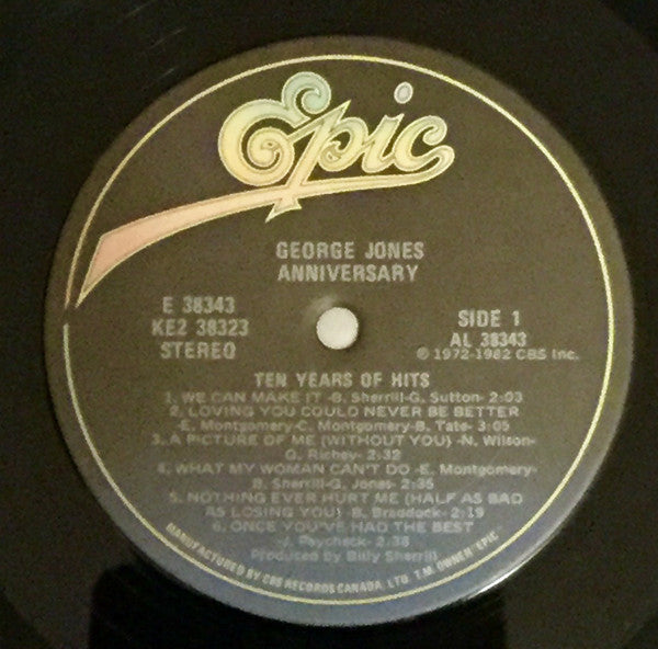 George Jones (2) : Anniversary - Ten Years Of Hits (2xLP, Comp, Gat)