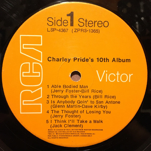 Charley Pride : Charley Pride's 10th Album (LP, Album)