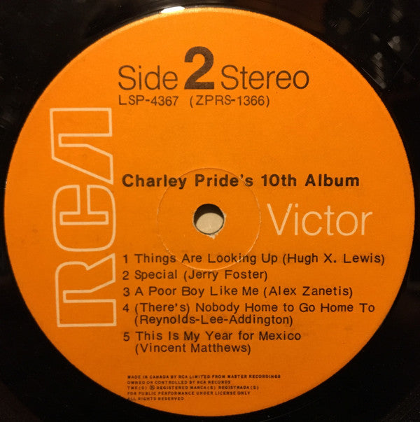 Charley Pride : Charley Pride's 10th Album (LP, Album)