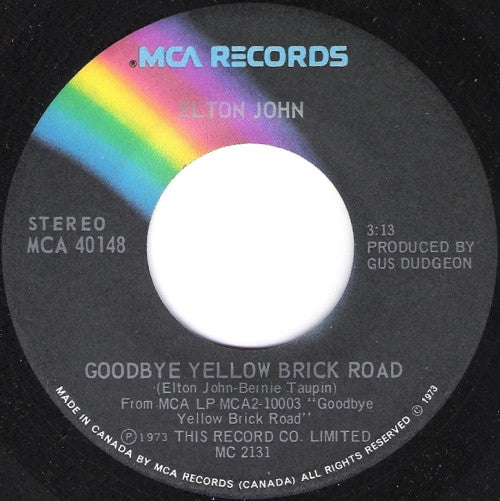 Elton John : Goodbye Yellow Brick Road (7", Single)