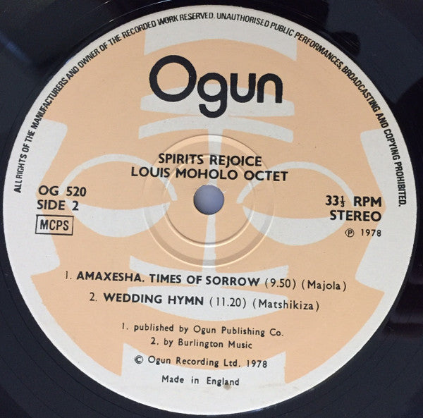 Louis Moholo Octet : Spirits Rejoice! (LP, Album)