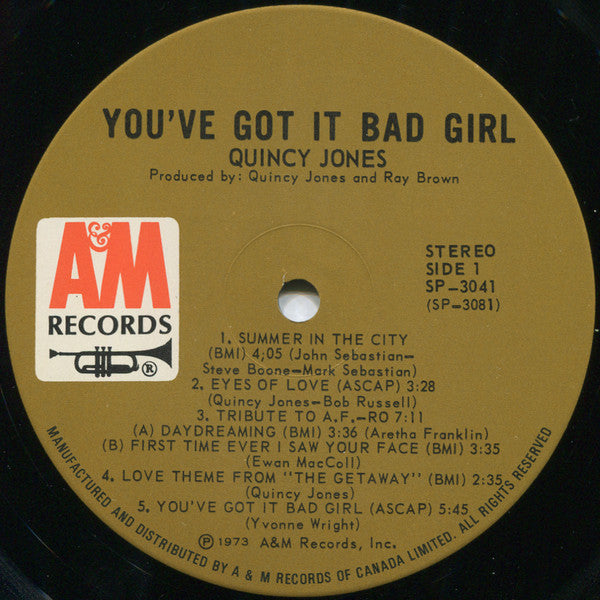 Quincy Jones : You've Got It Bad Girl (LP, Album)