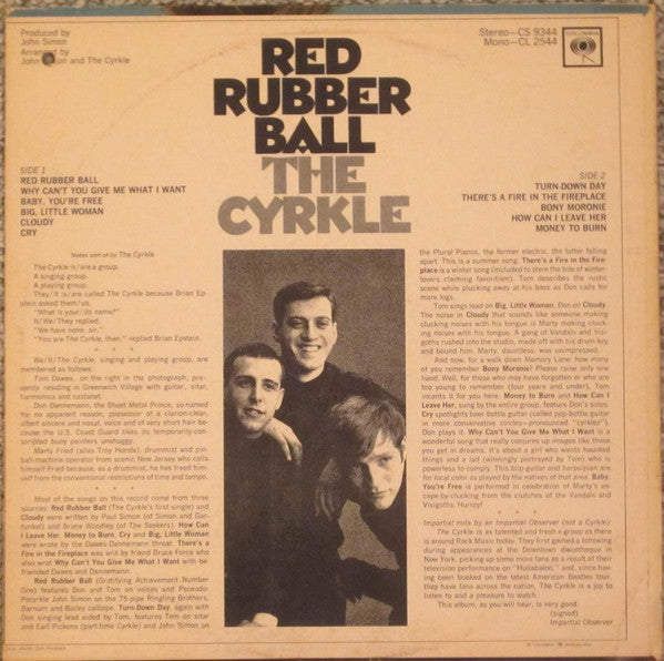 The Cyrkle : Red Rubber Ball (LP, Album, Mono)