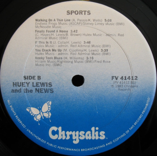 Huey Lewis & The News : Sports (LP, Album, Car)