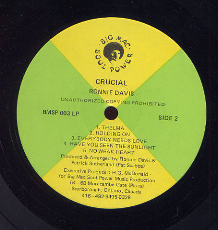 Ronnie Davis : Crucial (LP, Album)