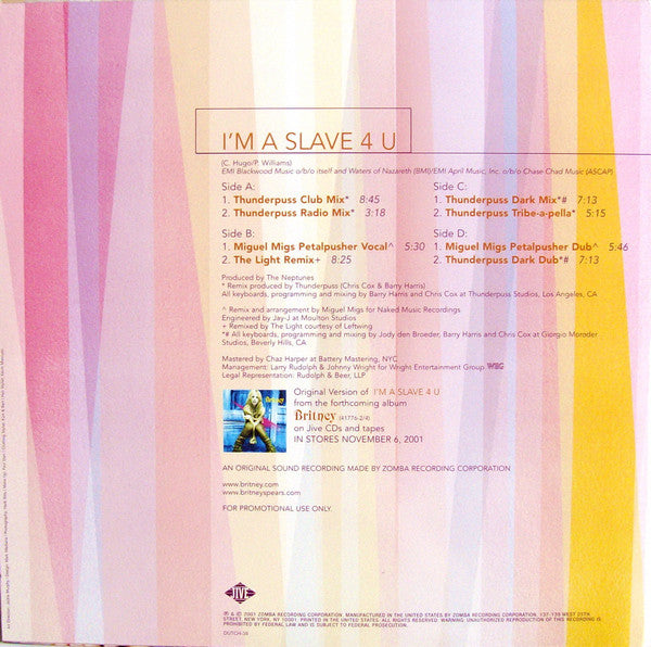 Britney Spears : I'm A Slave 4 U (The Remixes) (2x12", Promo)