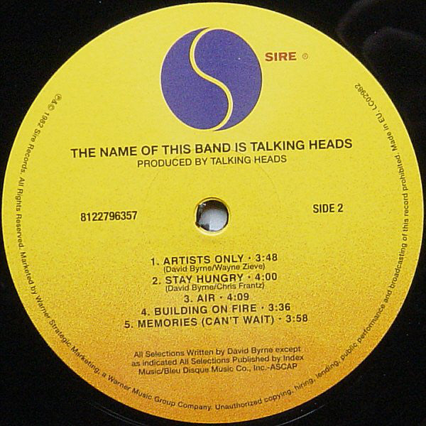 Talking Heads : The Name Of This Band Is Talking Heads (2xLP, Album, RE, RM, 180)