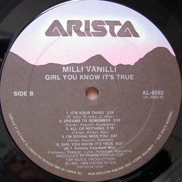 Milli Vanilli : Girl You Know It's True (LP, Album)