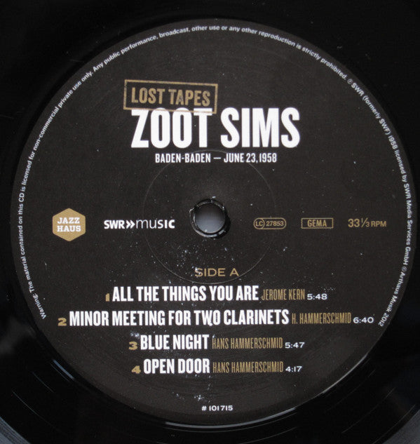 Zoot Sims : Baden-Baden – June 23, 1958 (LP, Album, RM)