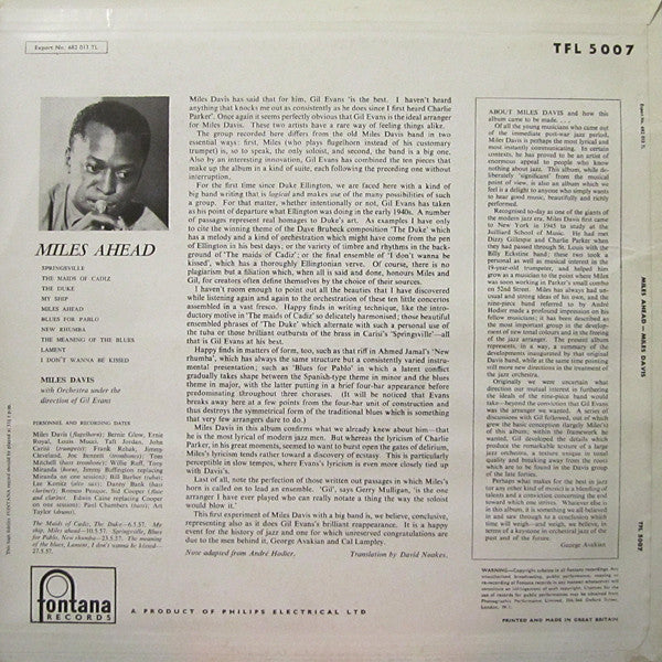 Miles Davis + 19 : Miles Ahead (LP, Album, Mono)
