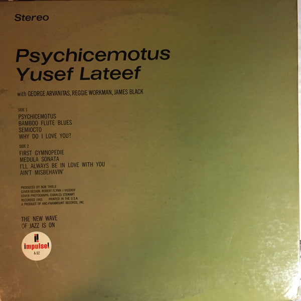 Yusef Lateef : Psychicemotus (LP, Album, RE)