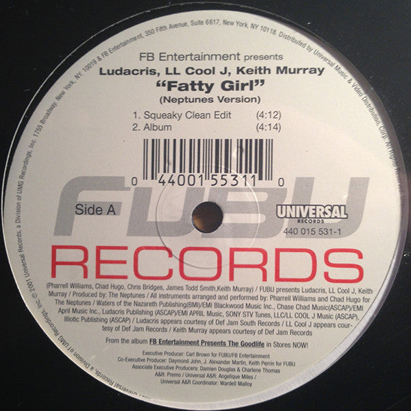 Ludacris, LL Cool J & Keith Murray : Fatty Girl (Neptunes Version) (12")