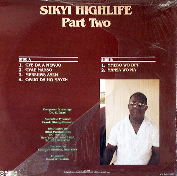 Dr. K. Gyasi And His Noble Kings* : Sikyi Highlife Part Two - Ese W'Ani Highlife (LP, Album)