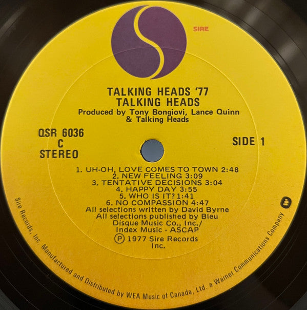 Talking Heads : Talking Heads: 77 (LP, Album, RE, Don)