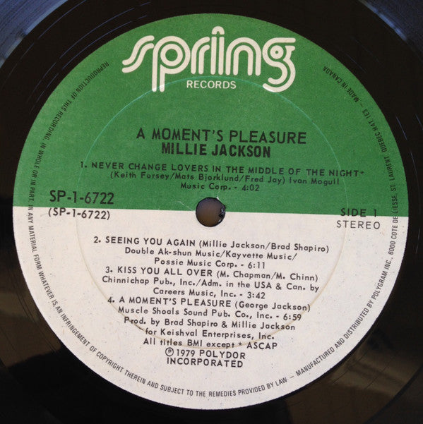 Millie Jackson : A Moment's Pleasure (LP, Album, Mixed)
