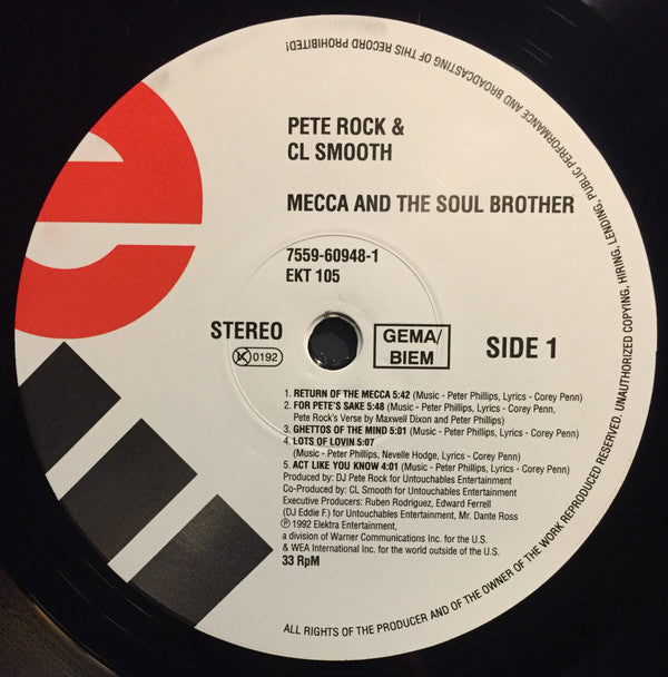 Pete Rock & CL Smooth* : Mecca And The Soul Brother (2xLP, Album, RP)