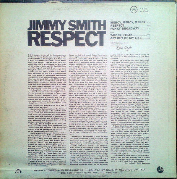 Jimmy Smith : Respect (LP, Album)