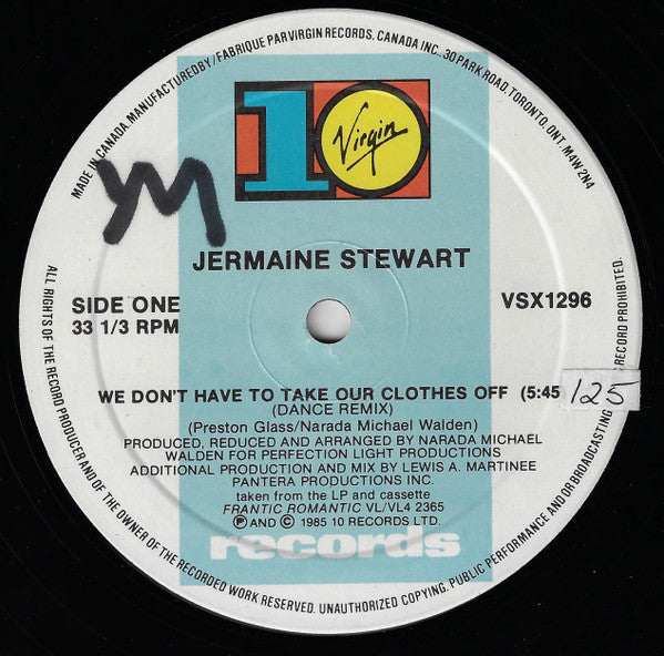 Jermaine Stewart : We Don't Have To Take Our Clothes Off (12")